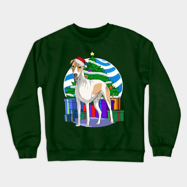 English Greyhound Dog Cute Santa Christmas Gift Crewneck Sweatshirt by Noseking